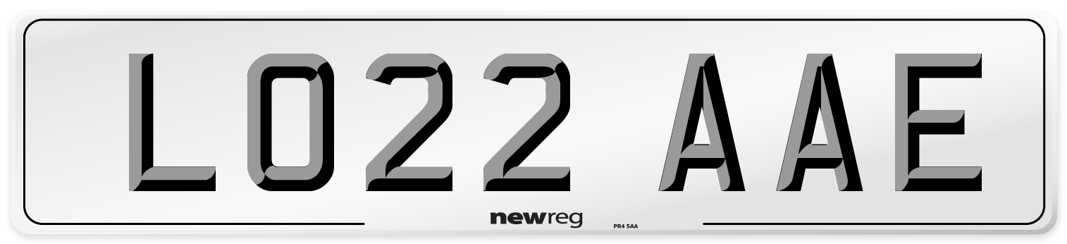 LO22 AAE Number Plate from New Reg